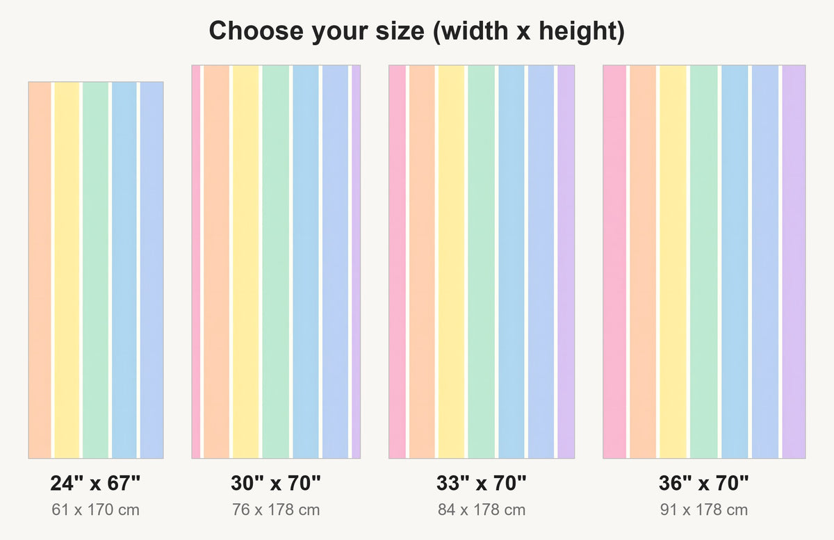 Pastel Rainbow Stripes fridge wrap available sizes 24, 30, 33 and 36 inch