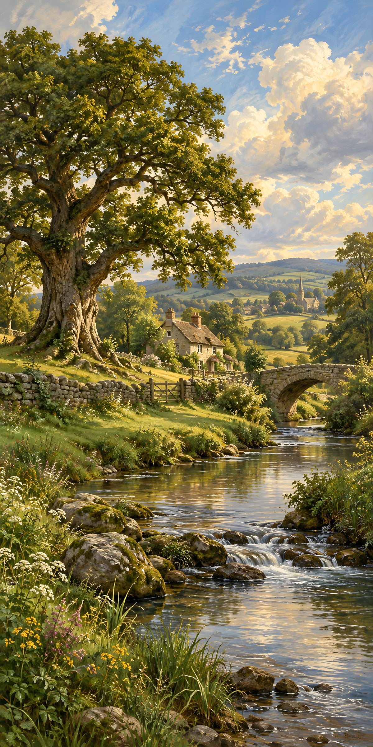 Pastoral Oil Landscape fridge wrap full design