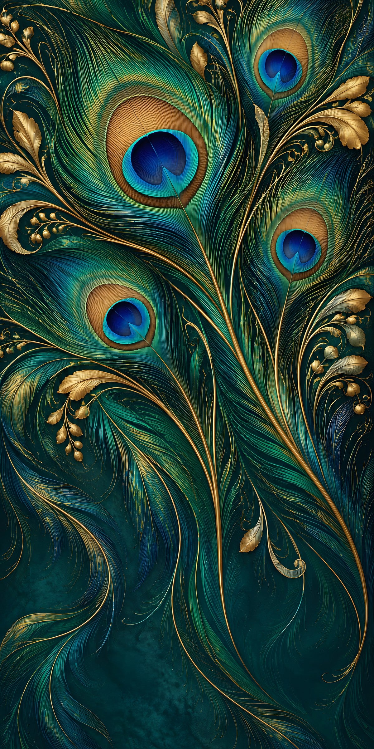 Peacock Feathers fridge wrap full design