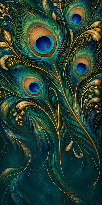Peacock Feathers fridge wrap full design