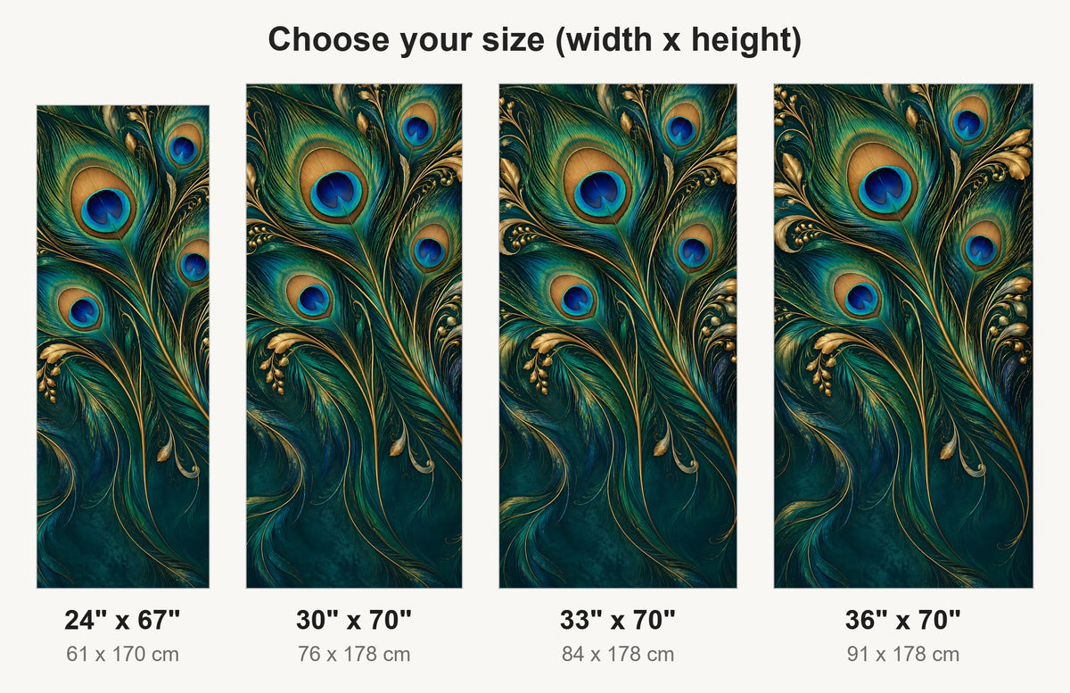 Peacock Feathers fridge wrap available sizes 24, 30, 33 and 36 inch