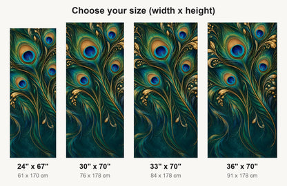 Peacock Feathers fridge wrap available sizes 24, 30, 33 and 36 inch