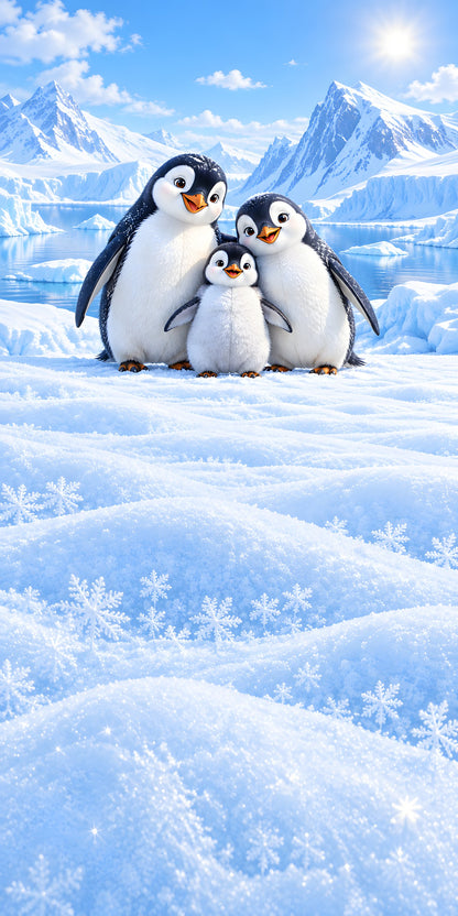 Penguins in the Snow fridge wrap full design