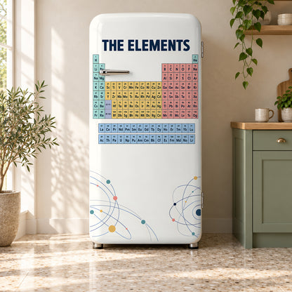 Periodic Table of Elements fridge wrap on a retro refrigerator