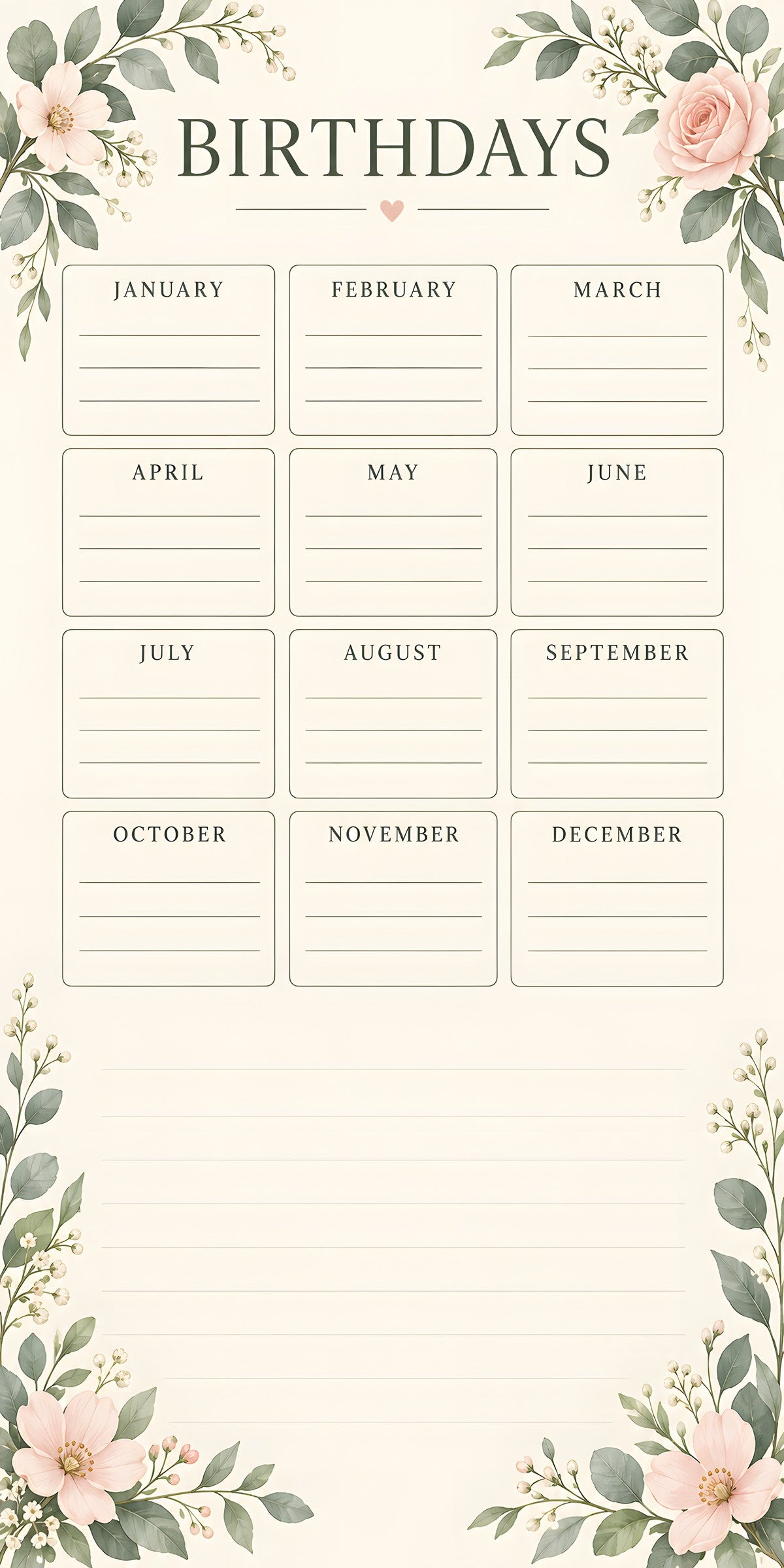 Perpetual Birthday Calendar fridge wrap full design