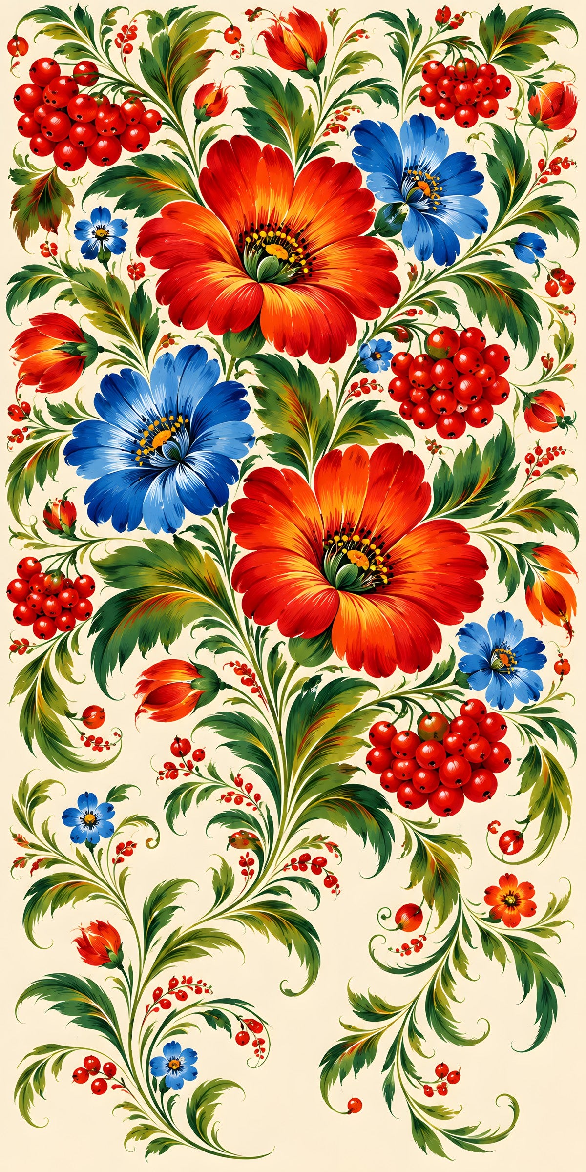 Petrykivka Floral Painting fridge wrap full design