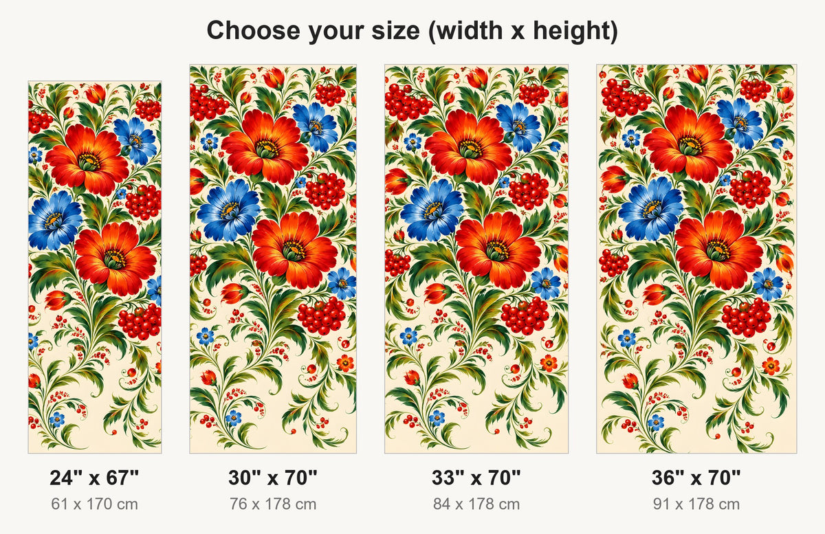 Petrykivka Floral Painting fridge wrap available sizes 24, 30, 33 and 36 inch