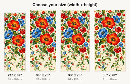 Petrykivka Floral Painting fridge wrap available sizes 24, 30, 33 and 36 inch