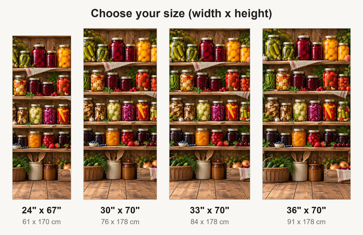 Pickles & Preserves Pantry fridge wrap available sizes 24, 30, 33 and 36 inch