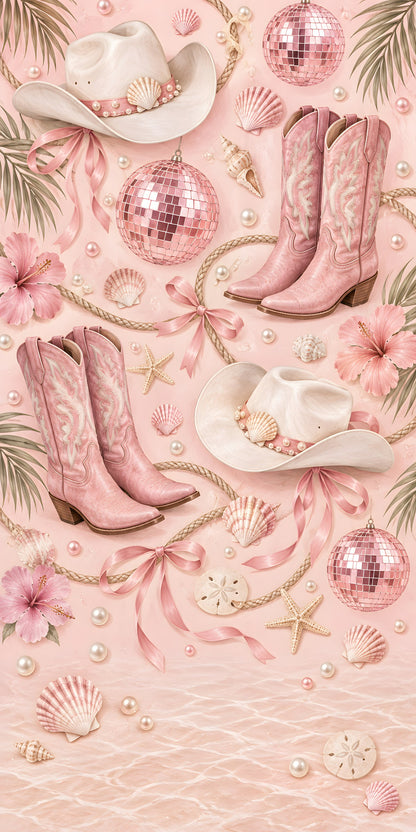 Pink Cowgirl Disco fridge wrap full design