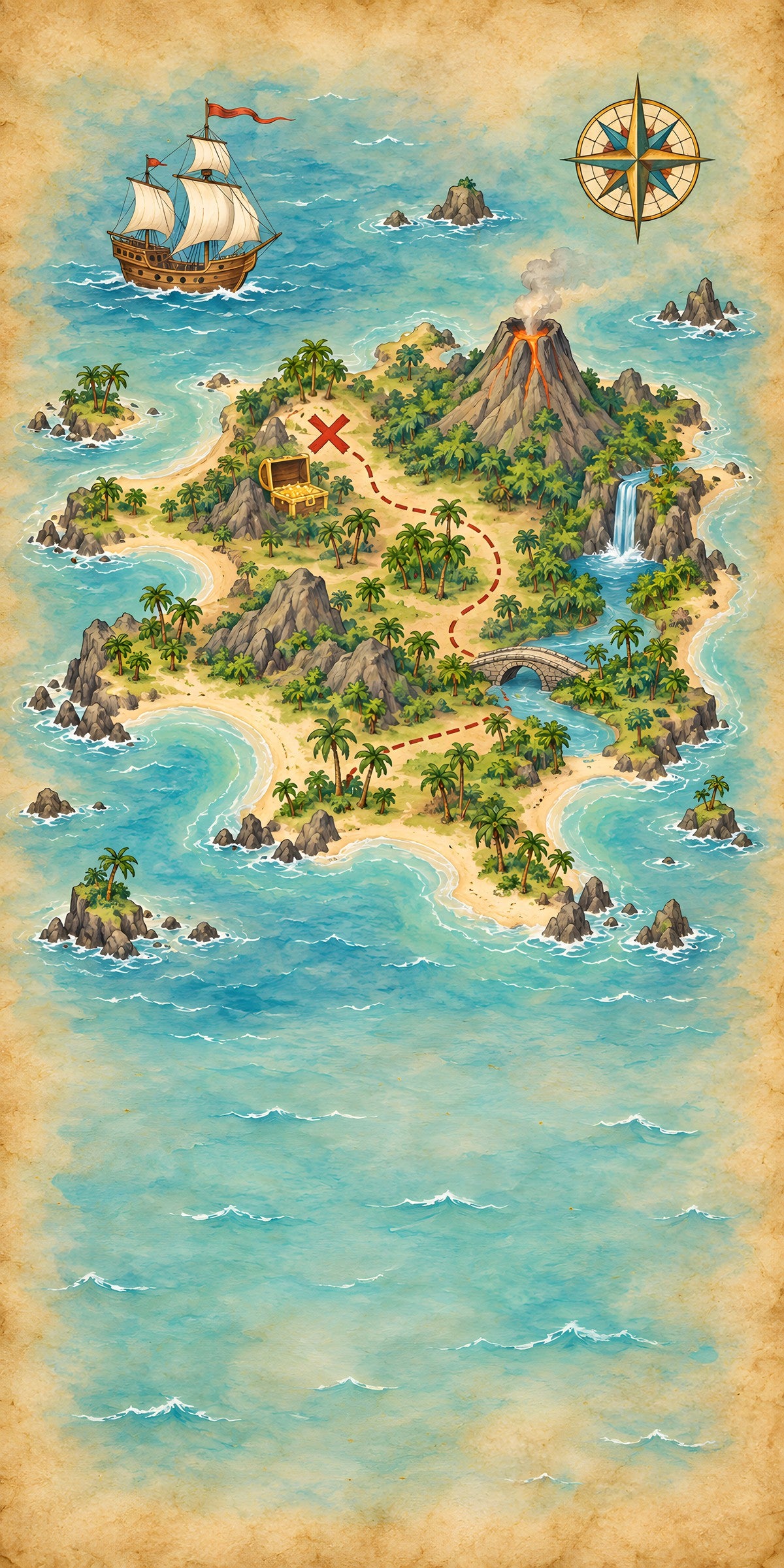 Pirate Treasure Map fridge wrap full design