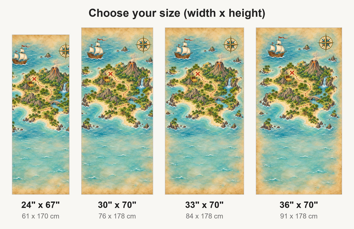 Pirate Treasure Map fridge wrap available sizes 24, 30, 33 and 36 inch