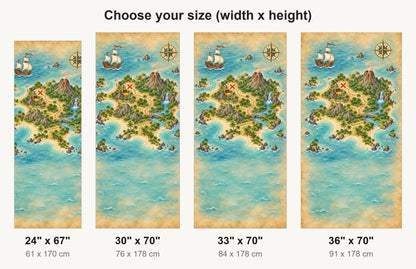 Pirate Treasure Map fridge wrap available sizes 24, 30, 33 and 36 inch