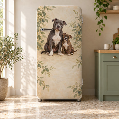 Pit Bulls fridge wrap on a retro refrigerator
