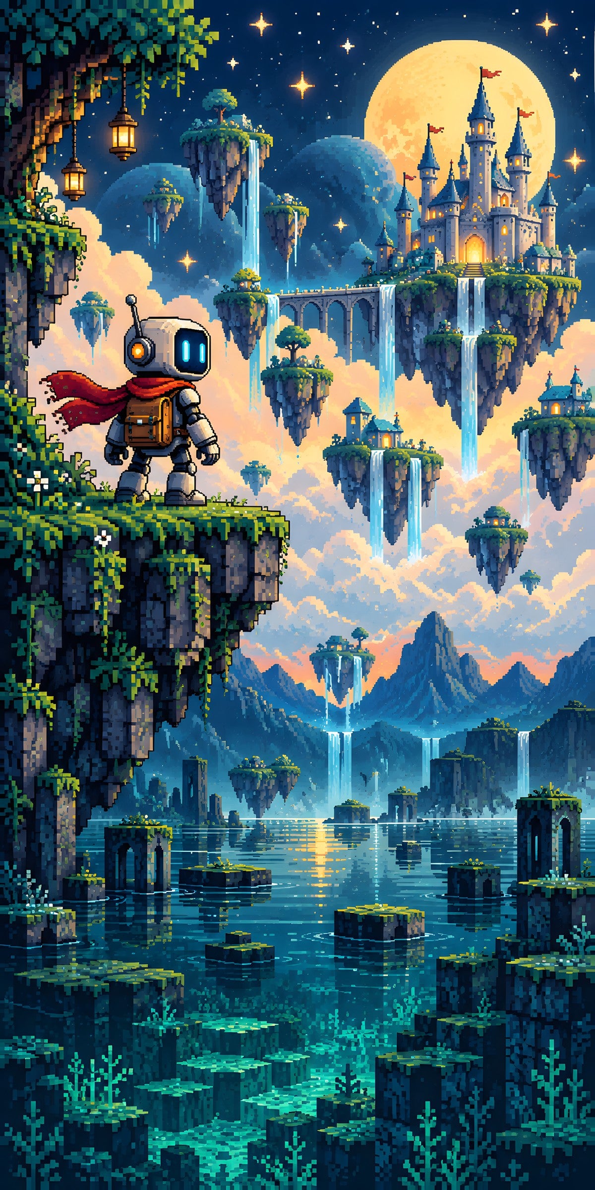Pixel Art Adventure fridge wrap full design