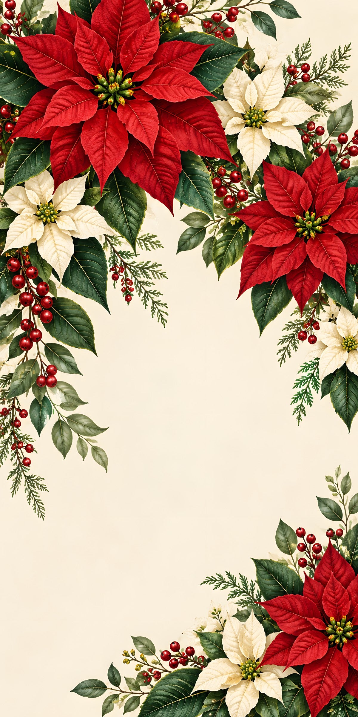 Poinsettias fridge wrap full design