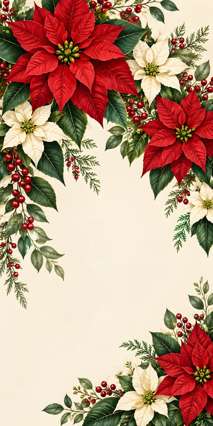 Poinsettias fridge wrap full design