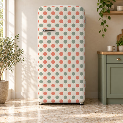 Polka Dots fridge wrap on a retro refrigerator