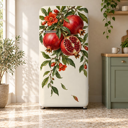 Pomegranates fridge wrap on a retro refrigerator