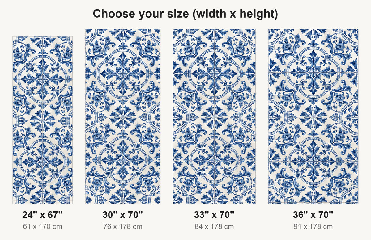 Portuguese Azulejo Tiles fridge wrap available sizes 24, 30, 33 and 36 inch