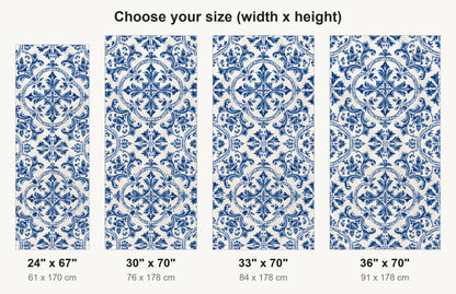Portuguese Azulejo Tiles fridge wrap available sizes 24, 30, 33 and 36 inch