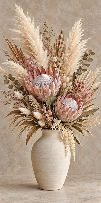 Protea & Pampas Boho fridge wrap full design