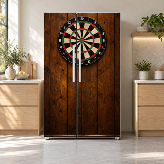 Pub Dartboard fridge wrap on a side-by-side refrigerator