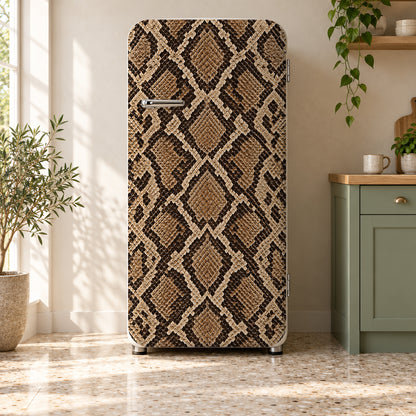 Python Snakeskin Print fridge wrap on a retro refrigerator
