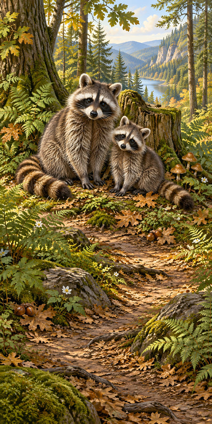 Raccoons fridge wrap full design