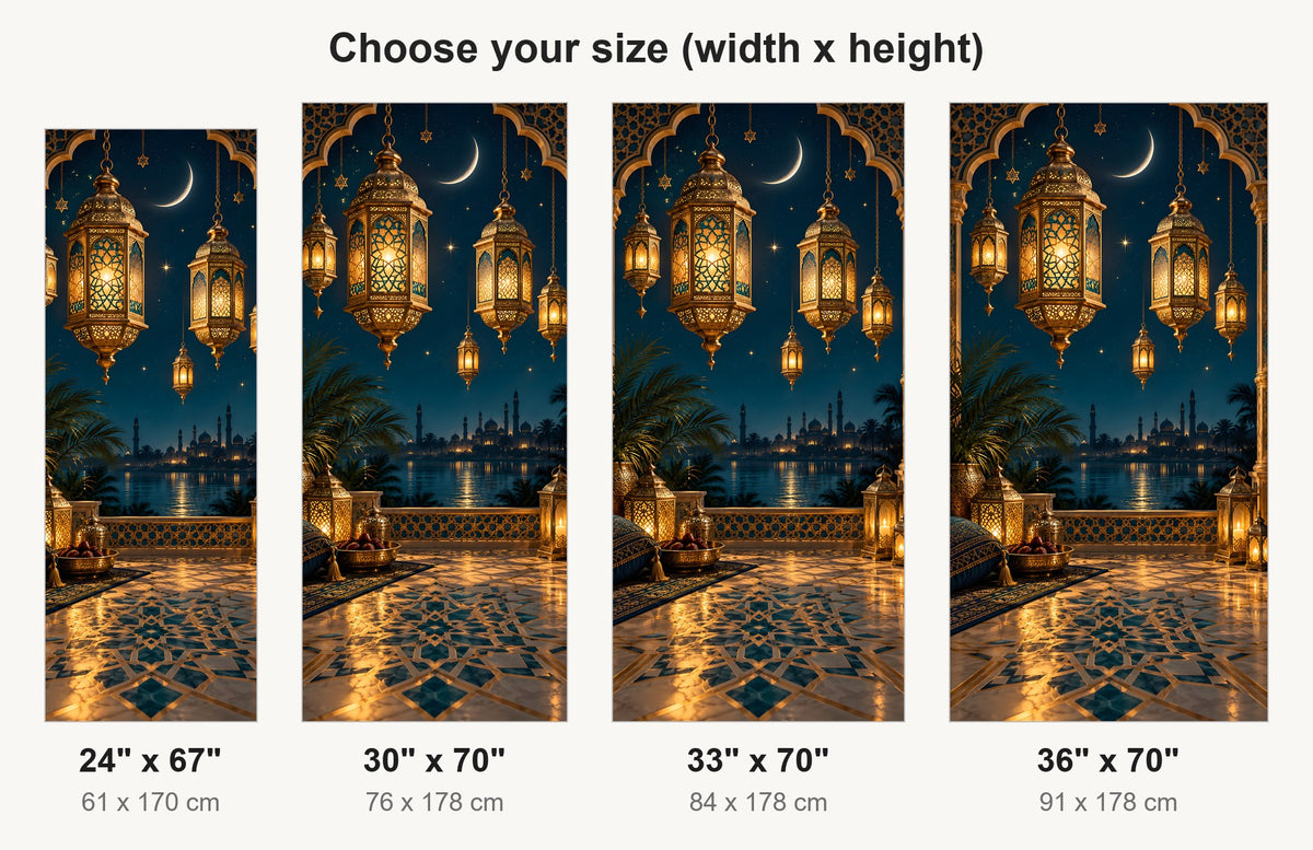 Ramadan Lanterns fridge wrap available sizes 24, 30, 33 and 36 inch