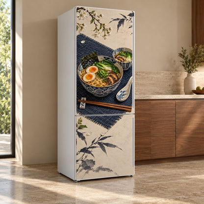 Ramen Bowls fridge wrap, refrigerator shown at an angle