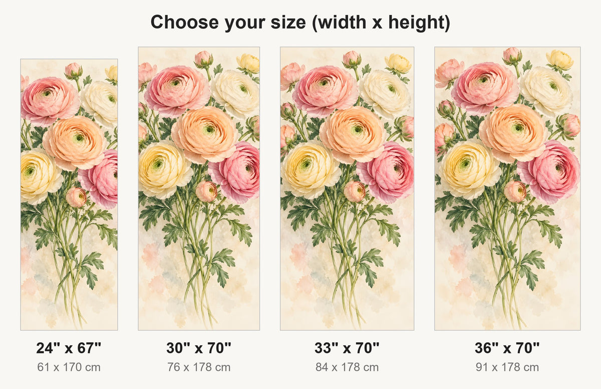 Ranunculus fridge wrap available sizes 24, 30, 33 and 36 inch