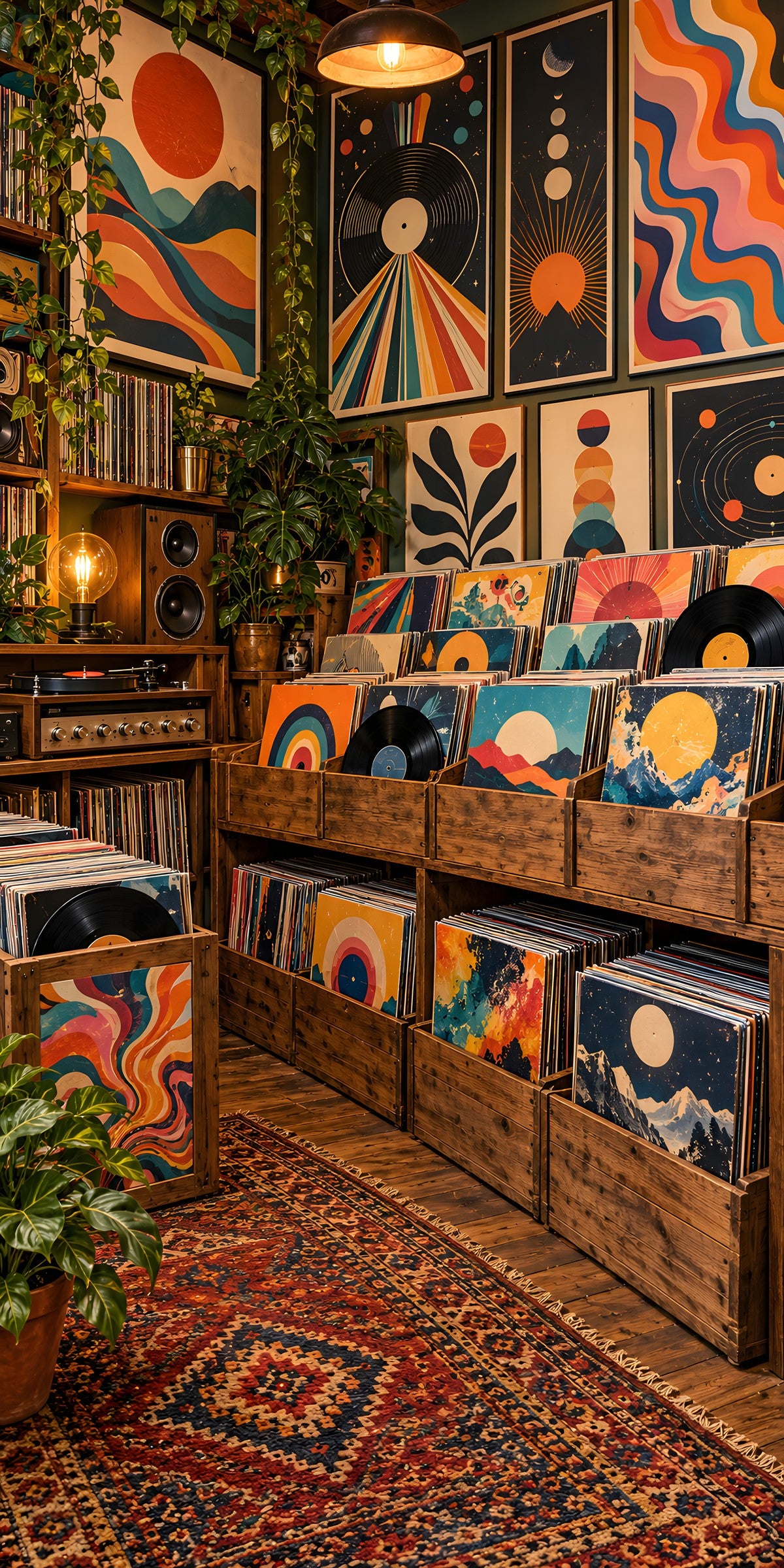 Record Store Crates fridge wrap full design