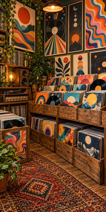 Record Store Crates fridge wrap full design