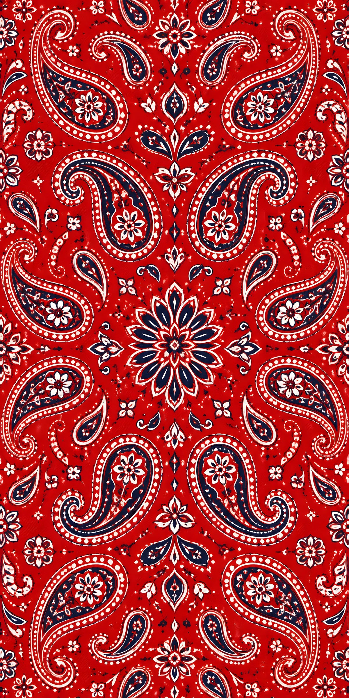 Red Bandana Paisley fridge wrap full design