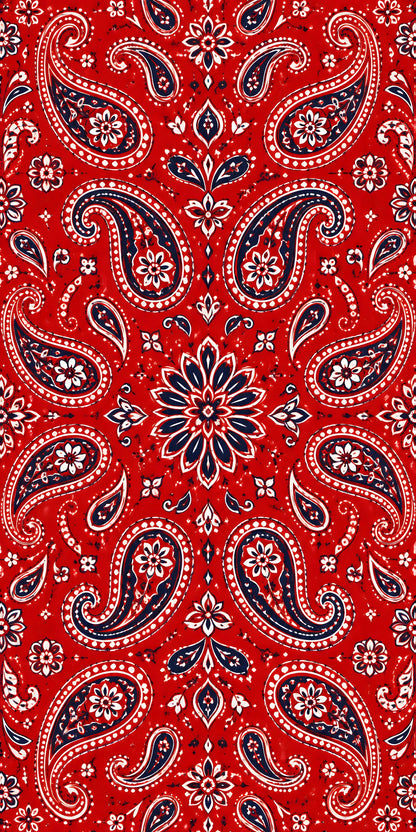 Red Bandana Paisley fridge wrap full design