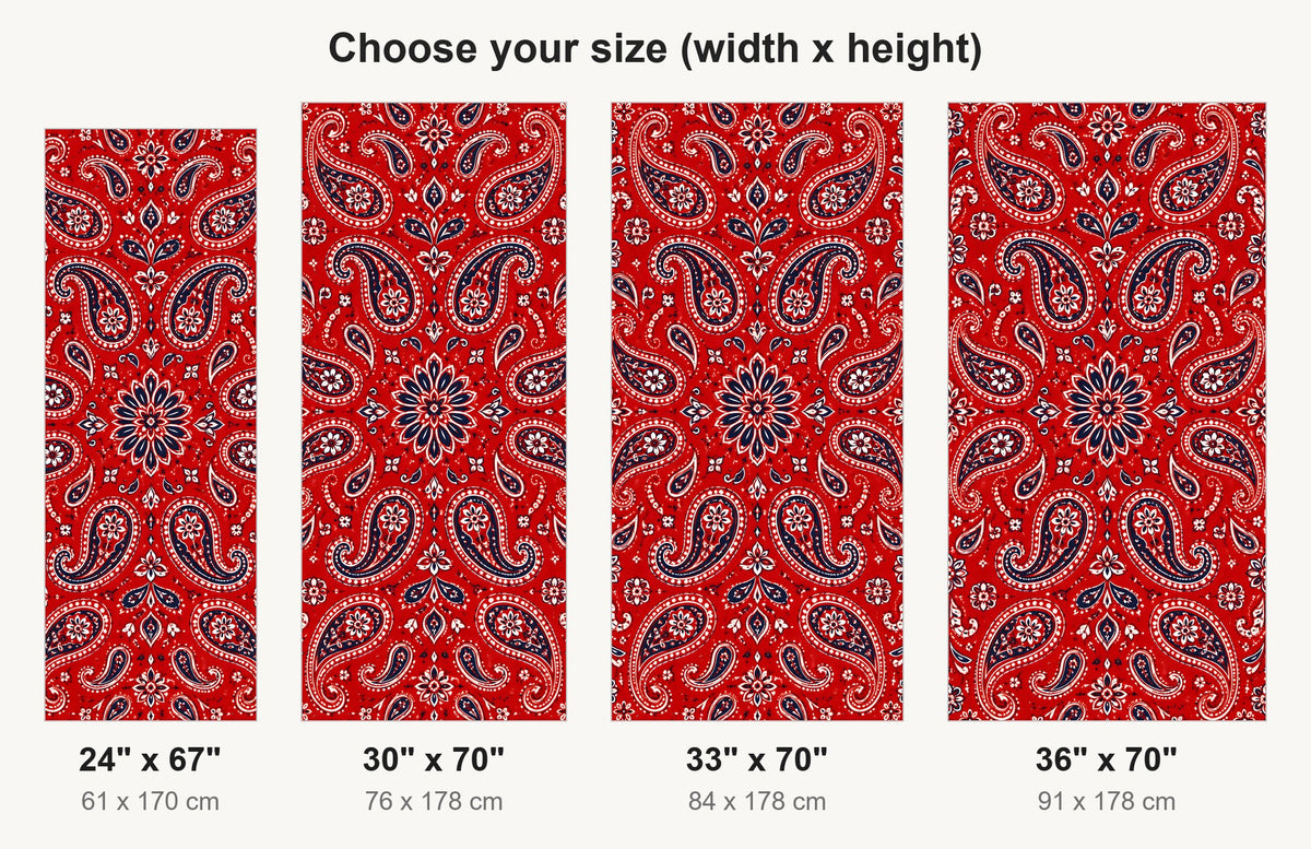 Red Bandana Paisley fridge wrap available sizes 24, 30, 33 and 36 inch