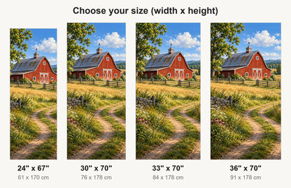 Red Barn fridge wrap available sizes 24, 30, 33 and 36 inch