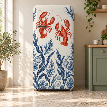 Red Lobsters fridge wrap on a retro refrigerator