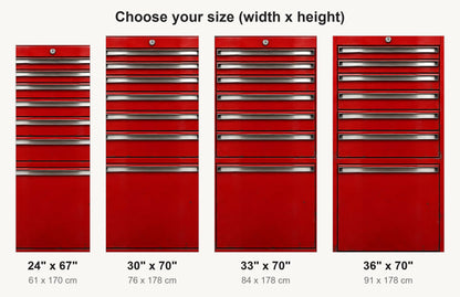 Red Tool Chest fridge wrap available sizes 24, 30, 33 and 36 inch