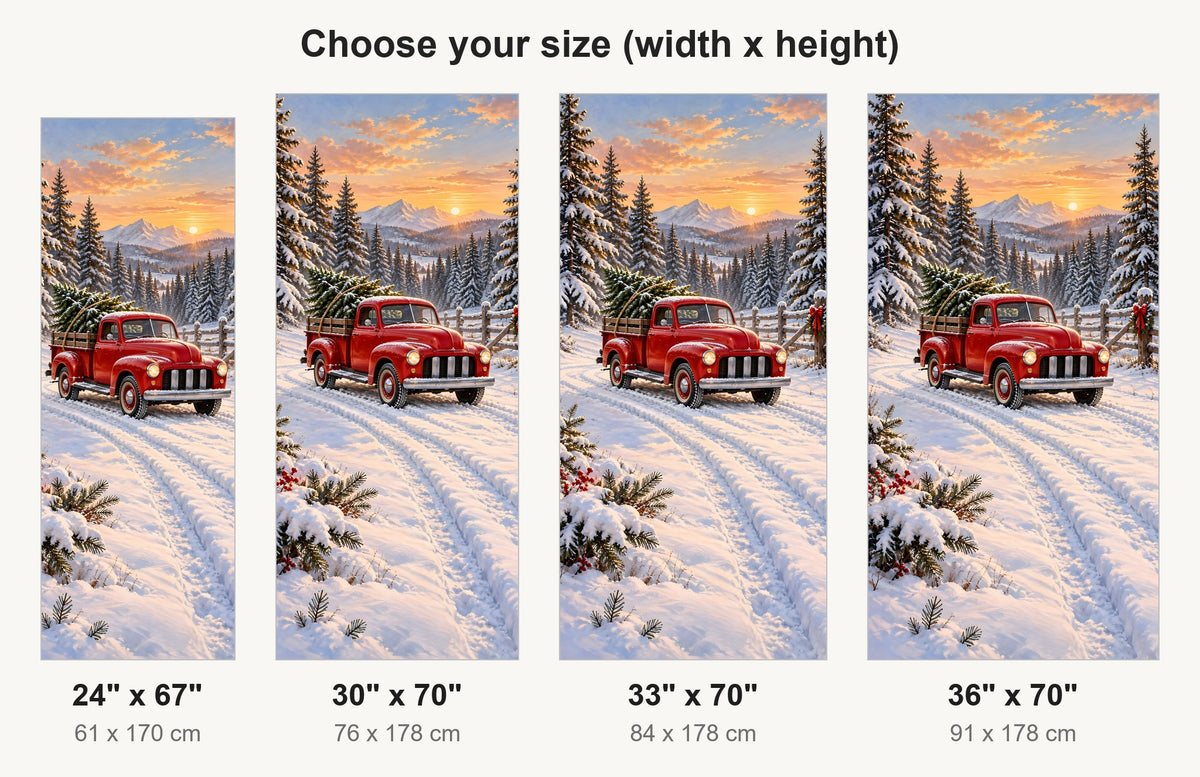 Red Truck & Christmas Tree fridge wrap available sizes 24, 30, 33 and 36 inch