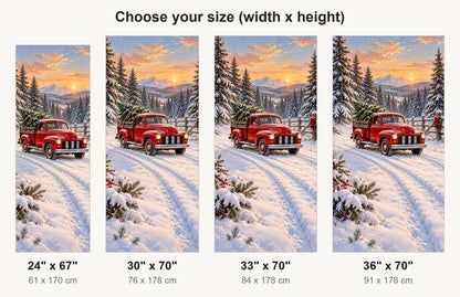 Red Truck & Christmas Tree fridge wrap available sizes 24, 30, 33 and 36 inch
