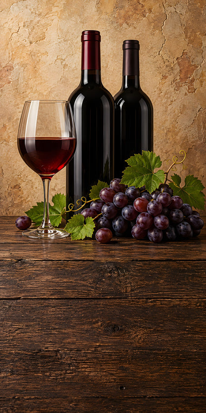 Red Wine & Grapes fridge wrap full design