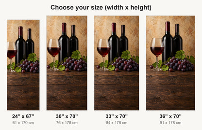 Red Wine & Grapes fridge wrap available sizes 24, 30, 33 and 36 inch