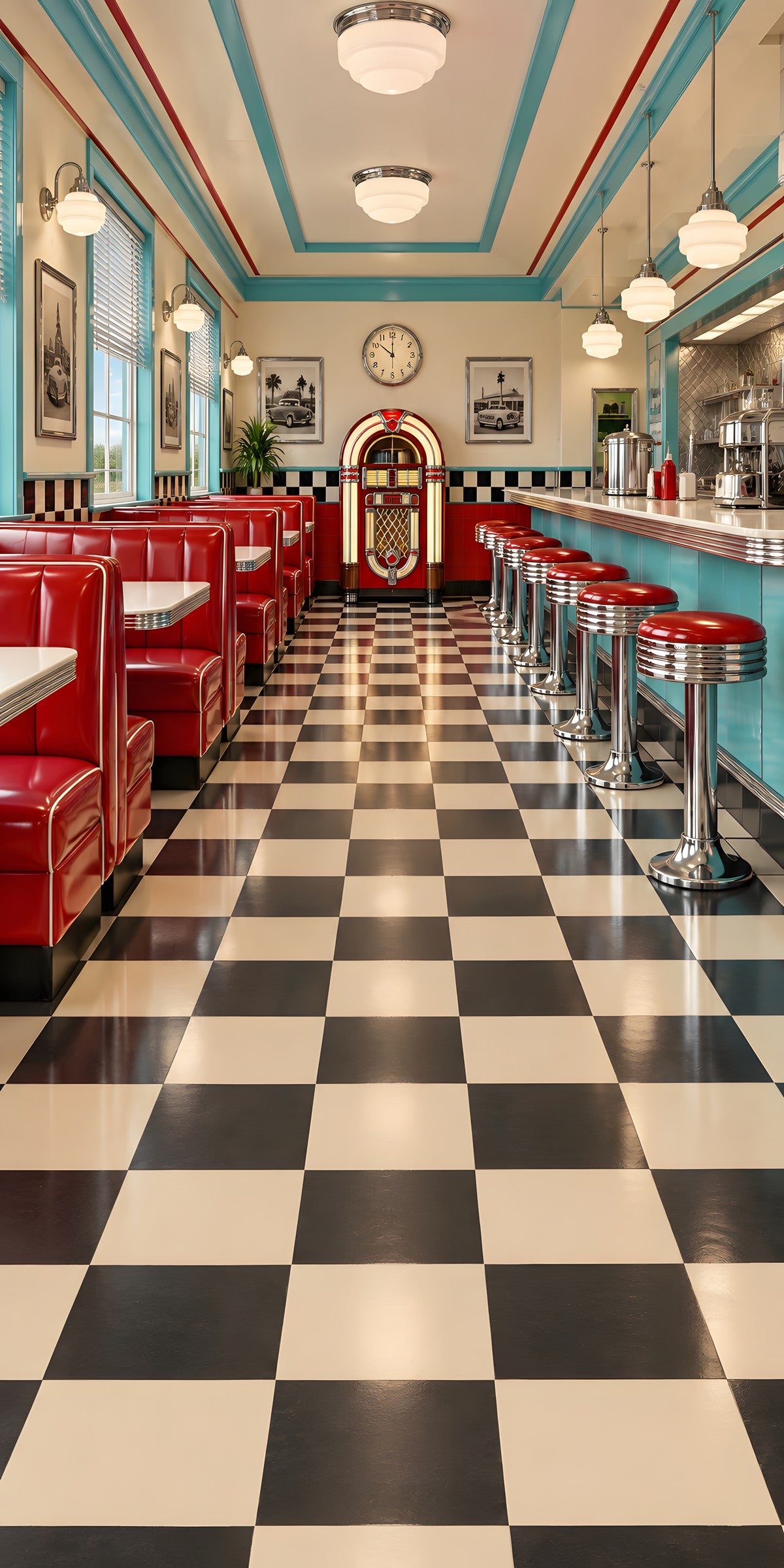 Retro 50s Diner fridge wrap full design