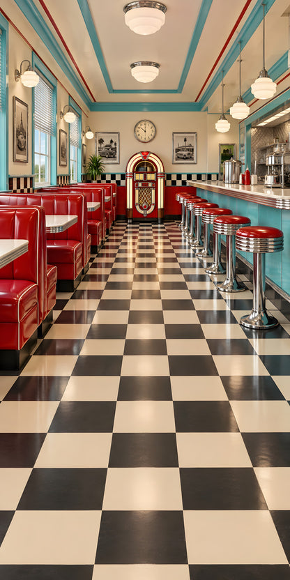 Retro 50s Diner fridge wrap full design