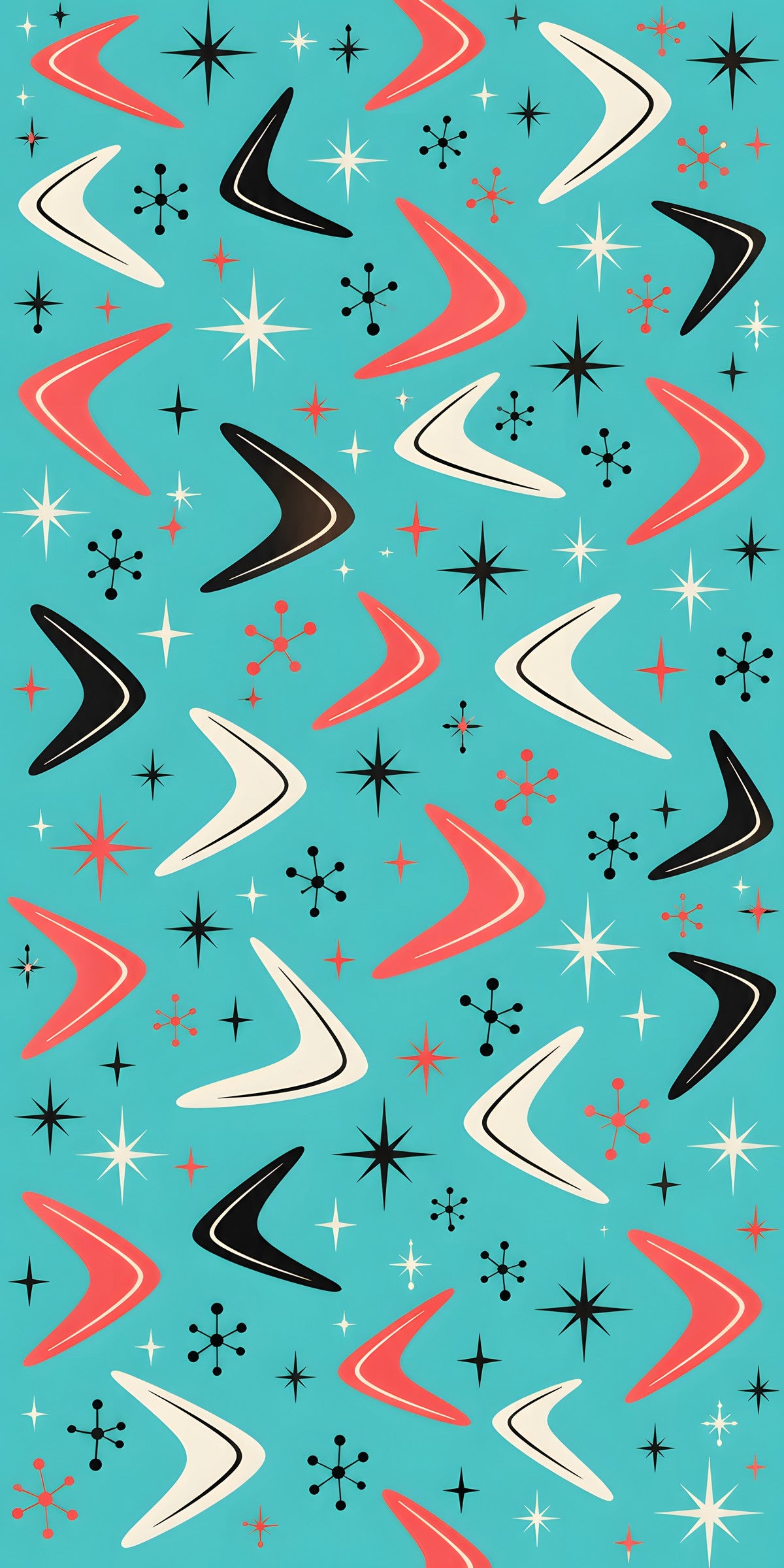 Retro Boomerang Pattern fridge wrap full design