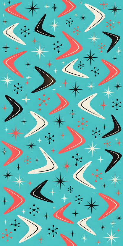 Retro Boomerang Pattern fridge wrap full design