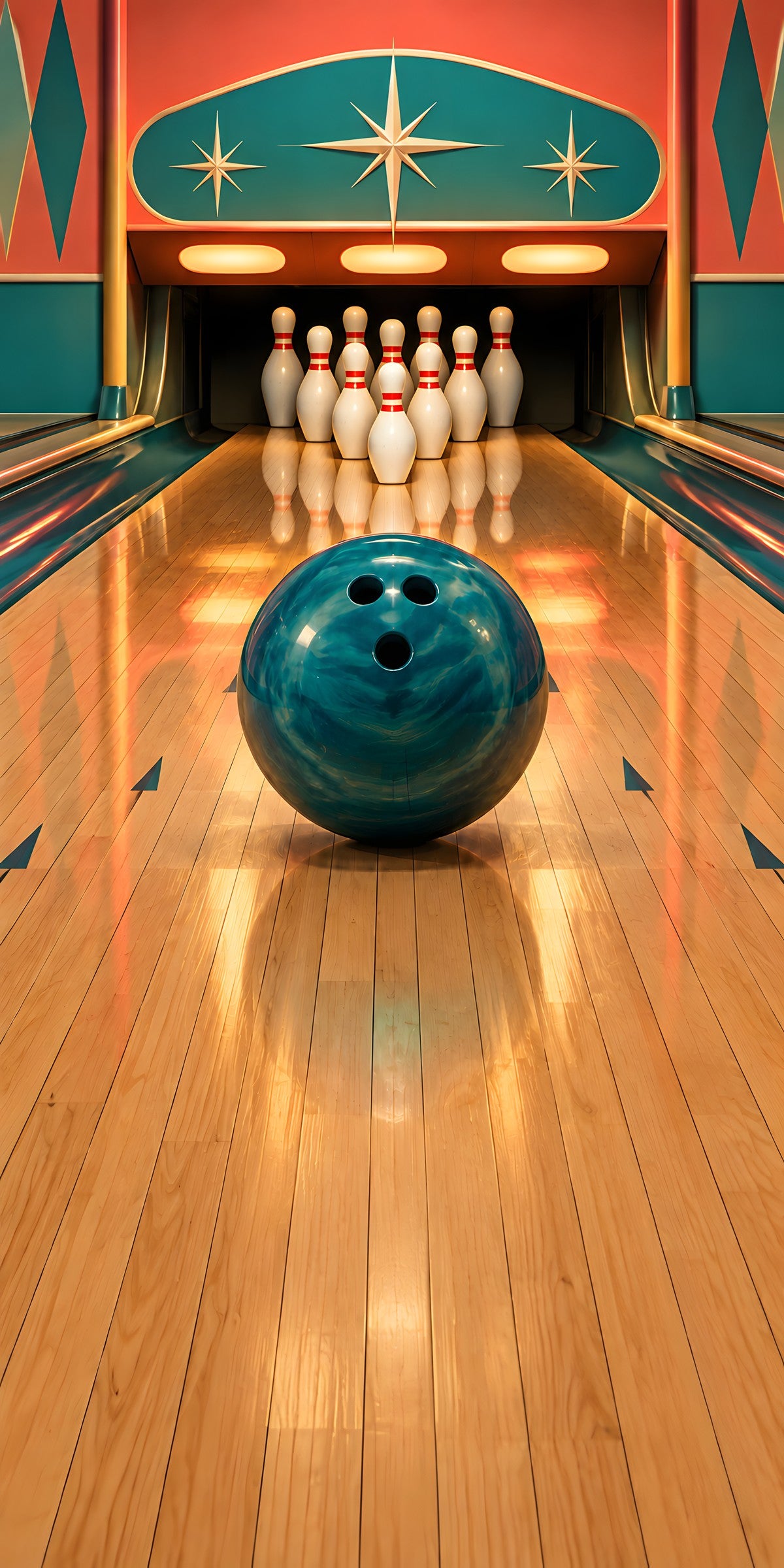 Retro Bowling Alley fridge wrap full design