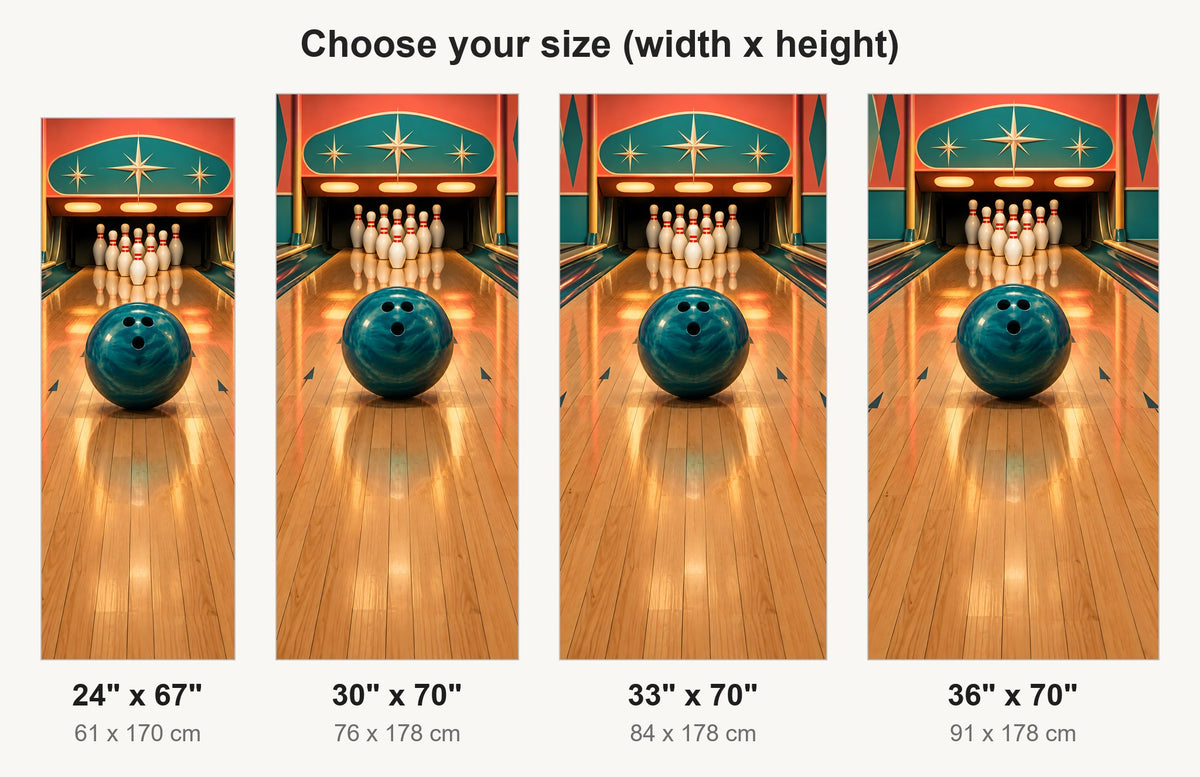 Retro Bowling Alley fridge wrap available sizes 24, 30, 33 and 36 inch